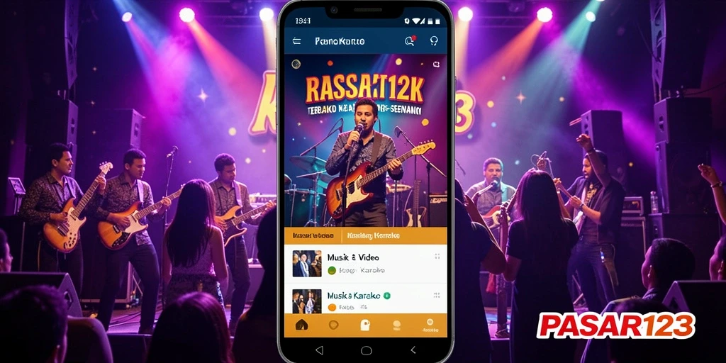 Tampilan antarmuka aplikasi PASAR123 yang intuitif untuk karaoke.