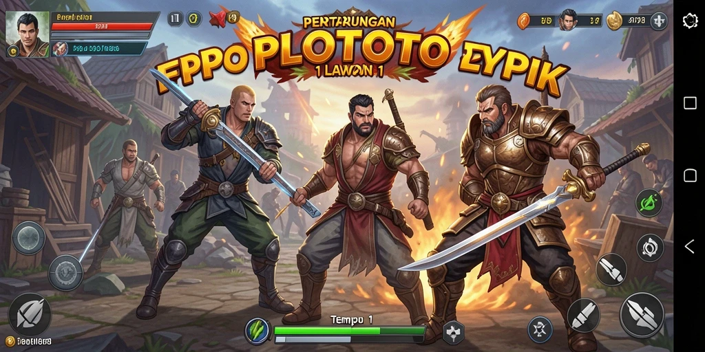 Screenshot POLOTOTO menampilkan pertarungan seru antara dua pemain.