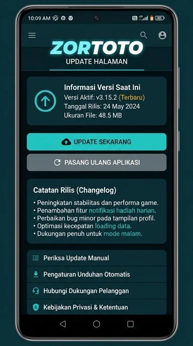 Tampilan riwayat versi zortoto